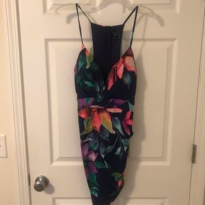 Navy blue floral Windsor bodycon dress